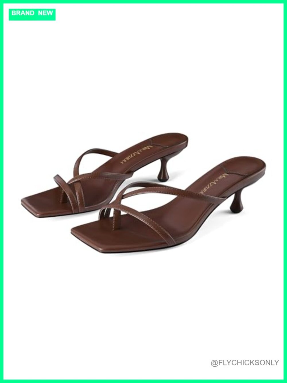 Kitten Heel Flip Flop Sandals Square Toe Faux Leather Slip On Heels